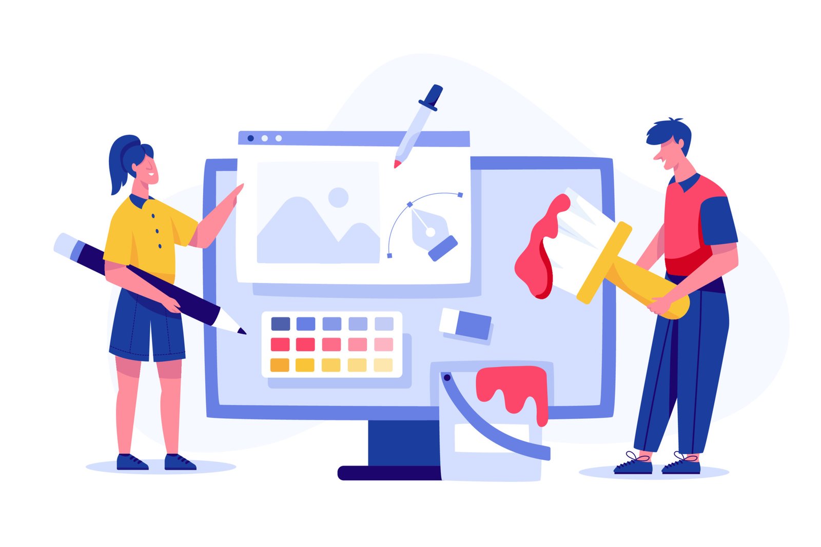 vecteezy graphic designer learning program software painting on computer 5084689